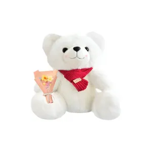 Плюшевый мишка Cute Smile Scarf высотой 22см/28см OU DI PIG, белый