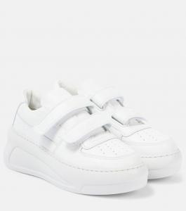Кожаные кроссовки на платформе Acne Studios, цвет optic white/optic white