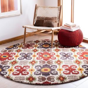 Ковер SAFAVIEH, 183 x 183 см, Soho Collection Ivory/Red SOH445A ручной работы из премиальной шерсти