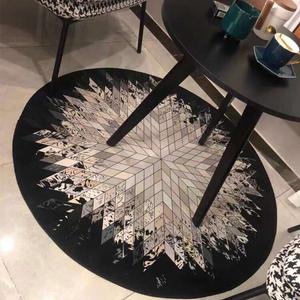 Budis Ковер круглый 180 см диаметр, короткий плюш, европейский современный, простой черный, для спальни или кресла-качалки, не скользит