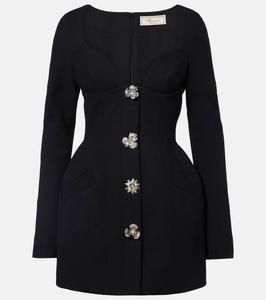 Расшитое креповое мини-платье Blumarine, Black