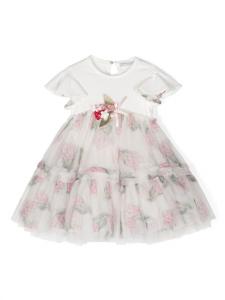 Monnalisa платье из тюля с оборками, белый