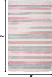 Ковер SAFAVIEH, 183 x 275 см, Montauk Collection - Pink & Beige, ручной работы, хлопковый, в полоску, идеален для помещений с высокой проходимостью в гостиной, спальне (MTK536U)