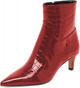 Женские ботильоны XYD на низком каблуке с закрытым заостренным носком, туфельки на маленьком каблуке с боковой молнией, стильные офисные туфли для женщин, Red
