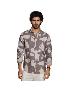 Мужская рубашка Ash Brown Abstract Heathered Campus Sutra, коричневый