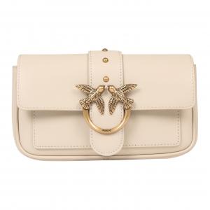 PINKO Женская бежевая сумка через плечо из телячьей кожи