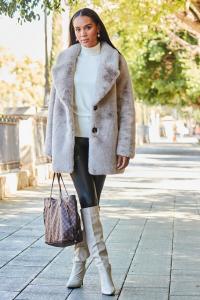 Шуба из искусственного меха Sosandar, бежевый