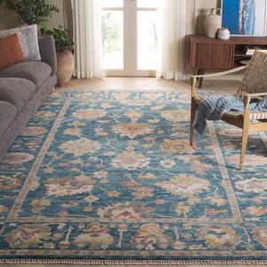 Ковер SAFAVIEH, 305 x 427 см, Samarkand Collection, Blue & Ivory, ручной работы из шерсти, идеально для гостиной, столовой, спальни (SRK402M)