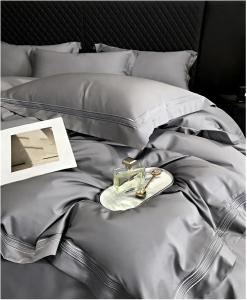 ADOVZ Комплект постельного белья ADovz однотонный из египетского хлопка с вышивкой