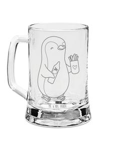 Кружка для пива с пингвином и картошкой фри без слогана, прозрачная Mr. & Mrs. Panda