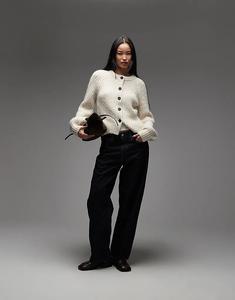 & Other Stories кардиган из альпаки и шерсти крупной вязки с рукавами-фонариками кремового цвета