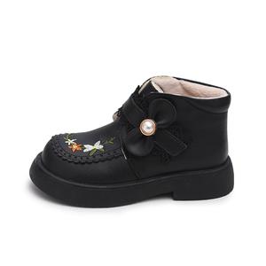 Детские кожаные ботинки для детей Budding, черный