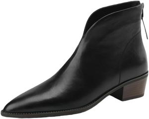 Женские короткие ботинки на платформе с заостренным носком однотонного цвета, большого размера, для использования на улице осенью и зимой, в простом повседневном стиле. Fusecottc, Black