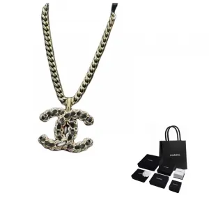 Double C Metal, Lambskin ожерелье женское black CHANEL, черный