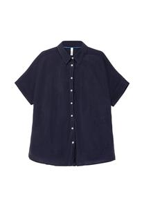 Блузка с короткими рукавами и заниженной линией плеч Sheego, темно-синий