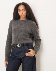 Приталенный трикотажный топ из смеси альпаки премиум-класса ASOS DESIGN угольного цвета