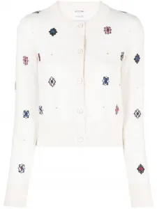 Кардиган вязки интарсия с круглым вырезом Barrie, нейтральный