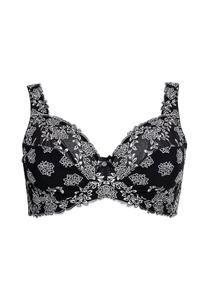 Бюстгальтер на косточках с кружевной вышивкой и сетчатыми вставками sheego, черный
