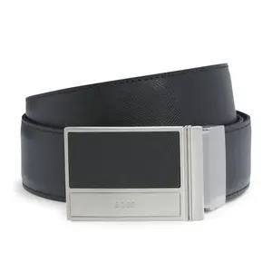 HUGO BOSS Натуральный кожаный ремень унисекс черный шириной 3.5 см, Black