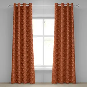 Оккультная штора на люверсах ABAKUHAUS, различные символы западной ацтекской духовной алхимии на цветном фоне - Мощное произведение искусства, Декоративные двухпанельные шторы на окно, 280 см x 260 см, Красный Abakuhaus