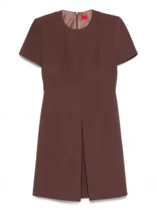 Плиссированное платье с короткими рукавами HUGO, коричневый