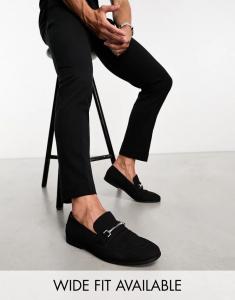 Черные замшевые лоферы с эффектом уздечки ASOS