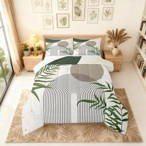 Erosebridal Комплект постельного белья Boho Mid Century в стиле бохо с абстрактным геометрическим принтом, серо-зеленый, Green Grey