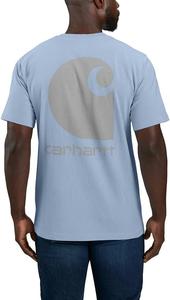 Футболка Carhartt с карманом и принтом, Relaxed Fit, Heavyweight, короткий рукав, Fog Blue