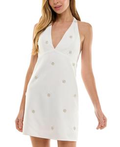 Мини-платье City Studios с бисером и завязками на шее для юниоров SENI & CADE, Ivory