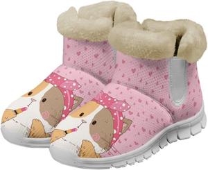 Женские зимние снегоступы с теплой меховой подкладкой, ботильоны с рисунком кота, наружная обувь без шнуровки, противоскользящие, утолщенные короткие ботинки Qoiuvncy, Pretty Cat