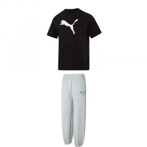 PUMA Повседневный спортивный комплект одежды для мужчин черный топ+серый низ