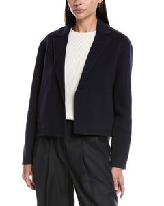 Теория Расслабленная кардиган-куртка из смеси шерсти и кашемира Theory, синий