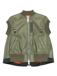 Жилет на молнии без рукавов Sacai, зеленый