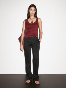 Топ на бретелях из 100% хлопка Massimo Dutti, темно-розовый