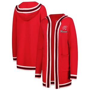 Женский красный кардиган Wisconsin Badgers с полосками из трикотажа три-бленд Gameday Couture