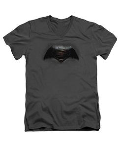 Мужская футболка с коротким рукавом, V-образным вырезом и логотипом, из высококачественного хлопка Batman V Superman, Charcoal