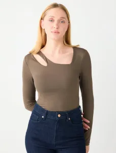 Узкий джемпер с длинными рукавами и асимметричным вырезом. Jimmy Key, Bronze Khaki