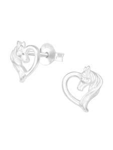 Alexander York Серьги-гвоздики HEART HORSE из серебра 925 пробы, комплект из 2 штук