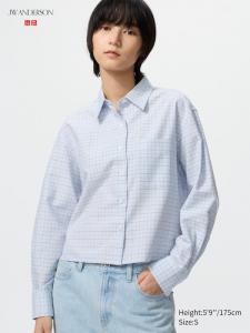 Оксфордская рубашка свободного кроя (в клетку) Uniqlo, 61 blue