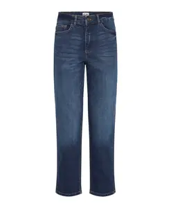 Темно-Синие укороченные джинсы прямого кроя. Ichi, синий