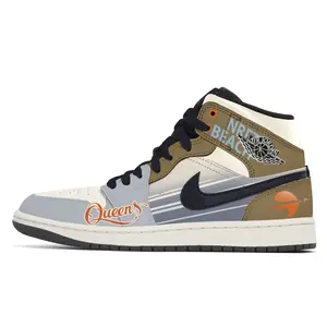 Jordan Air 1 устойчивые к истиранию кроссовки Mid Top Unisex Blue Brown