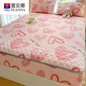 Fuanna Простыня на резинке из молочного вельвета 150 см, пододеяльник 200х230 см, утепленная, с розовым сердечком