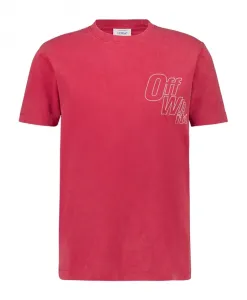 Футболка с логотипом в виде контурной стрелки Off White, красный