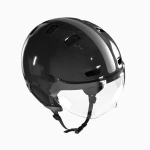 BTWIN Велосипедный шлем City CBH 580 Bowl с козырьком, глянцевый черный