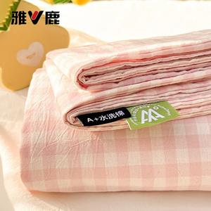 Yalu Простыня 200х230 см из хлопка класса А, цвет светлый розовый в клетку