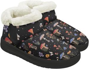 Зимние женские ботинки, удобные, теплые, с противоскользящей подошвой, мягкие утепленные ботинки до щиколотки для дома и улицы, для снега Gdxynsmny, Cute Mushroom