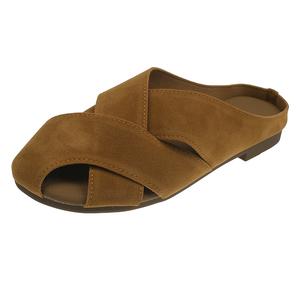 Женские сандалии с вырезами, устойчивые к истиранию, нескользящие, с закругленным носком CZRSK, Dark Brown