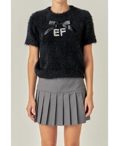 Женский вязаный свитер с логотипом EF, украшенный стразами English Factory, Black