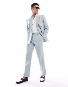 Прямые брюки из шерстяной смеси светло-голубого плетения Asos Design