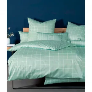Двустороннее постельное белье Janine «модернклассик 39025», на молнии, 100% хлопок, в клетку и полоску, цвет jadegrün